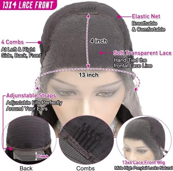 18″(45cm) / 180 densidad/ liso, Lace Frontal 13x4 Pelucas Mujer Pelo Natural Humano Color #4 (copia) - Imagen 5