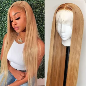 24"(60cm) / 150 densidad/ liso, Lace Frontal 13x4, Pelucas Mujer Pelo Natural Humano  Color #27