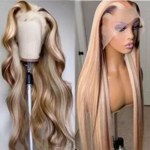 24"(60cm) / 150 densidad/ liso, Lace Frontal 13x4, Pelucas Mujer Pelo Natural Humano  Color de fantasia
