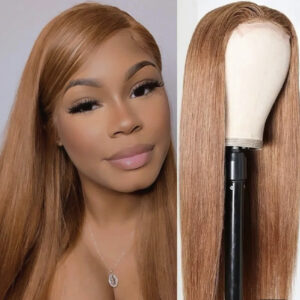 24"(60cm) / 150 densidad/ liso, Lace Frontal Pelucas Mujer Pelo Natural Humano  Color 30