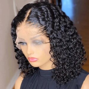 10″(25cm) / 150 densidad/ RIZADO, Pelucas Mujer Pelo Natural Humano Color #1