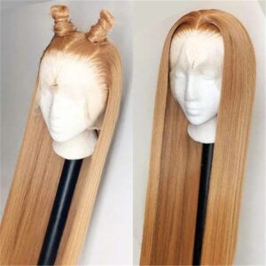 24"(60cm) / 150 densidad/ liso, Lace Frontal 13x4, Pelucas Mujer Pelo Natural Humano  Color #27/613