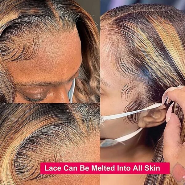24″(60cm) / 180 densidad/ liso, Lace Frontal 13x4 Pelucas Mujer Pelo Natural Humano Color P#4/27 - Imagen 7