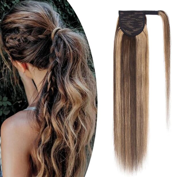 Ahorra más: 24”(60cm) / 130g/ Coleta Postiza lisa Larga, 180 densidad , color #P4/27