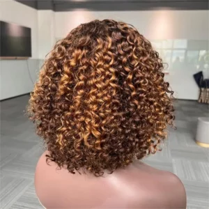 10″(25cm) / 180 densidad/ ondulado, Lace Frontal 13x4 Pelucas Mujer Pelo Natural Humano Color #P4/27