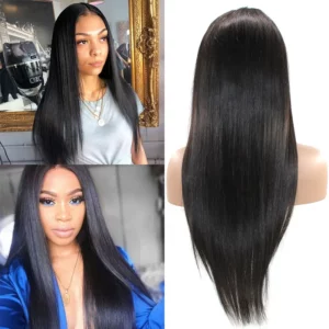 18″(45cm) / 180 densidad/ liso, Lace Frontal 13x4 Pelucas Mujer Pelo Natural Humano Color #4