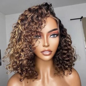 14″(35cm) / 180 densidad/ ondulado, Lace Frontal 13x4 Pelucas Mujer Pelo Natural Humano Color #P4/27
